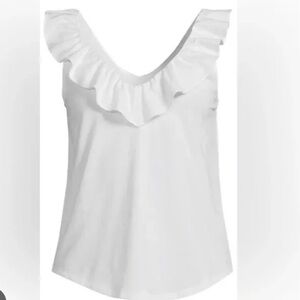 Chaser Double Ruffle V Neck Tank Size Small NWT